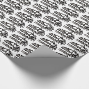 DINO - White Glossy Wrapping Paper, 30" x 6' Paper