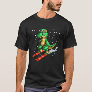 Dino With Ski Goggles Skier Dinosaur T rex Skiing T-Shirt