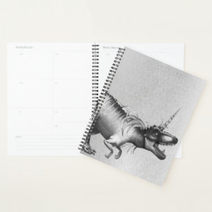 Dinocorn Chrome   Silver Unicorn Horned Dinosaur Planner