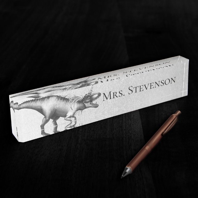 Dinocorn Chrome | Unicorn Horned Dinosaur Teacher Nameplate (Creator Uploaded)