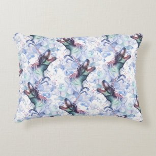Dinocorn Clouds Mystical Unicorn Horned Dinosaur Decorative Cushion