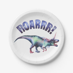 Dinocorn Party   Magical Fantasy Unicorn Dinosaur Paper Plate