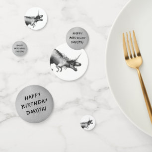 Dinocorn Silver Fantasy Unicorn Dinosaur Party Confetti