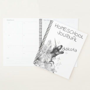 Dinocorn Silver   Unicorn Dinosaur Homeschool Planner