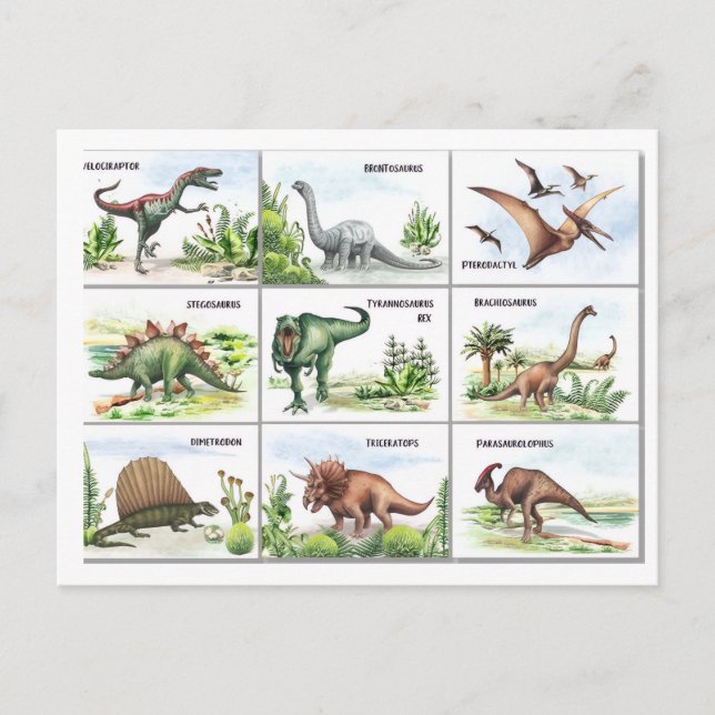 Dinodaurs chart postcard (Front)