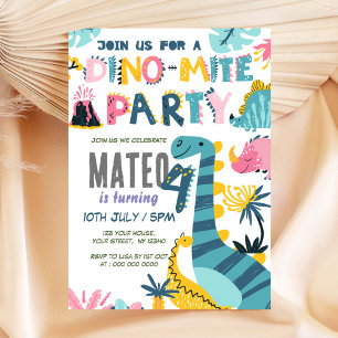 Dinomite 4th Birthday Party Invitation