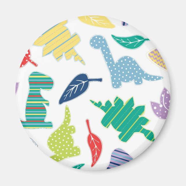 Dinomite! Cute Colourful Dinosaur Pattern Magnet (Front)