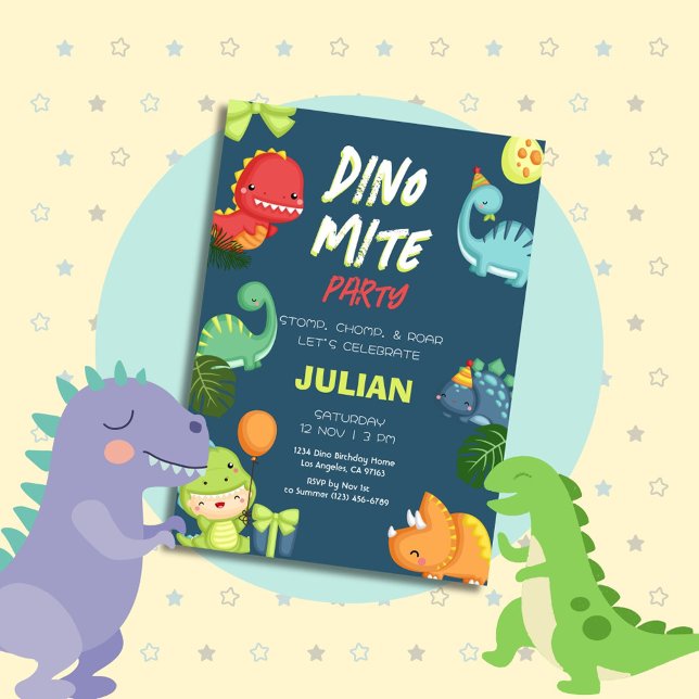 Dinomite Party Dinosaur Birthday Invitation (Creator Uploaded)