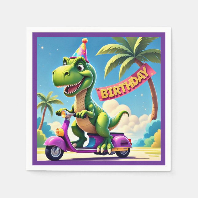" DINO'S BIRTHDAY JOYRIDE " NAPKIN (Front)