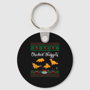 Dinos Chicken Nuggets Ugly Christmas Sweater Funny Key Ring
