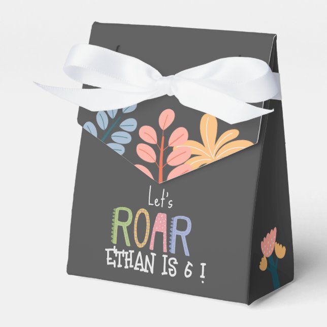 Dinos let's roar prehistoric kids birthday favour box (Front Side)