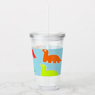 Dinos on blue acrylic tumbler