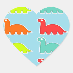 Dinos on blue heart sticker