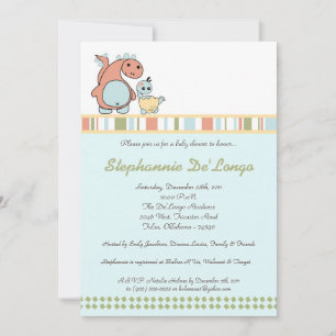 Dinos Play Dinosaurs T Rex Baby Shower Invitation