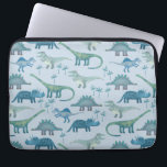 Dinosau Blue Pattern Laptop Sleeve<br><div class="desc">Lots of blue dinosaurs,  Tyrannosaurus rex,  Spinosaurus,  Stegosaurus,  Diplodocus and Triceratops. Help!</div>