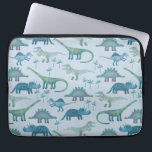Dinosau Blue Pattern Laptop Sleeve<br><div class="desc">Lots of blue dinosaurs,  Tyrannosaurus rex,  Spinosaurus,  Stegosaurus,  Diplodocus and Triceratops. Help!</div>