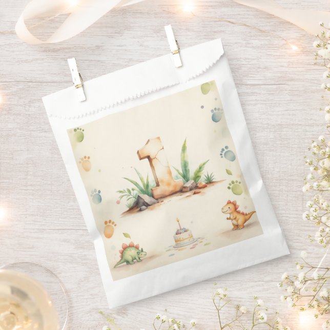 Dinosaur 1st Birthday Favour Bag One-a-Saurus Part (Clipped)
