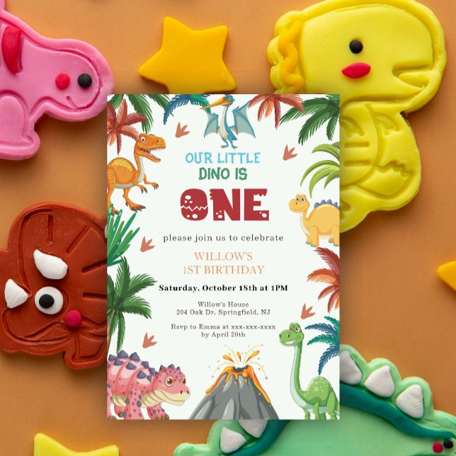 Dinosaur 1st Birthday Invitation (Creator Uploaded)