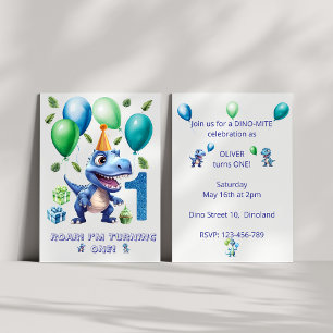 Dinosaur 1st Birthday Invitation Boy-Personalised