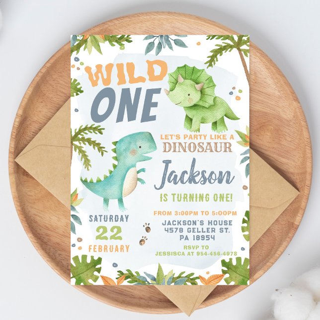 Dinosaur 1st Birthday Invitation Dino Theme Party (Creator Uploaded)