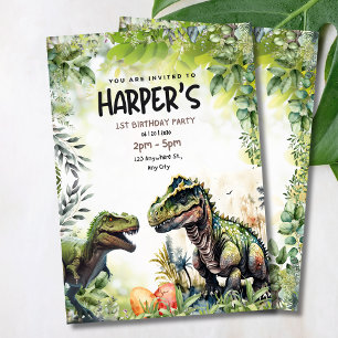 Dinosaur 1st Birthday invitation, Wild Dinosaur Invitation