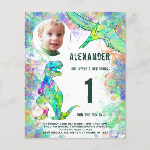 Dinosaur 1st Birthday Party Budget Flyer
