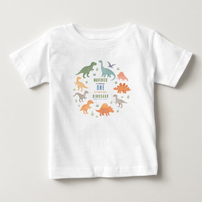 Dinosaur 1st Birthday Party | Cute Prehistoric  Baby T-Shirt (Front)