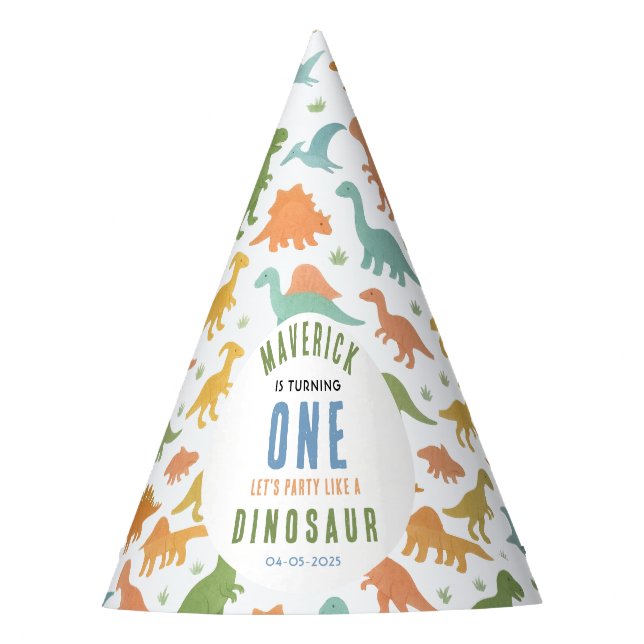 Dinosaur 1st Birthday Party | Cute Prehistoric  Hat (Front)