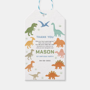 Dinosaur 1st Birthday Party Cute Prehistoric Kid Gift Tags