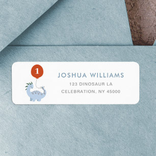Dinosaur 1st Birthday return label address