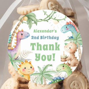 Dinosaur 2nd Birthday Boy Cite Dino Classic Round Sticker