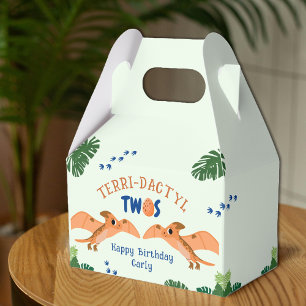 Dinosaur 2nd Birthday Funny Green Pterodactyl  Favour Box