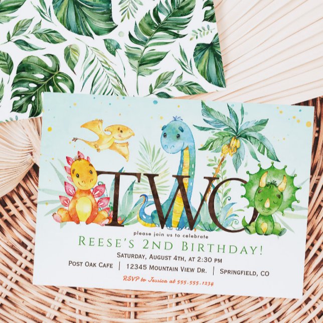 Dinosaur 2nd Birthday Invitation (Creator Uploaded)