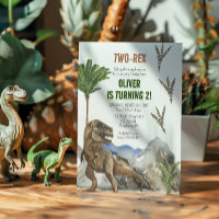 Dinosaur 2nd Birthday Party invitation