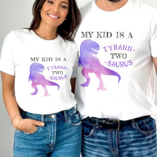 Dinosaur 2nd Birthday Purple Tyrannosaurus Rex T-Shirt