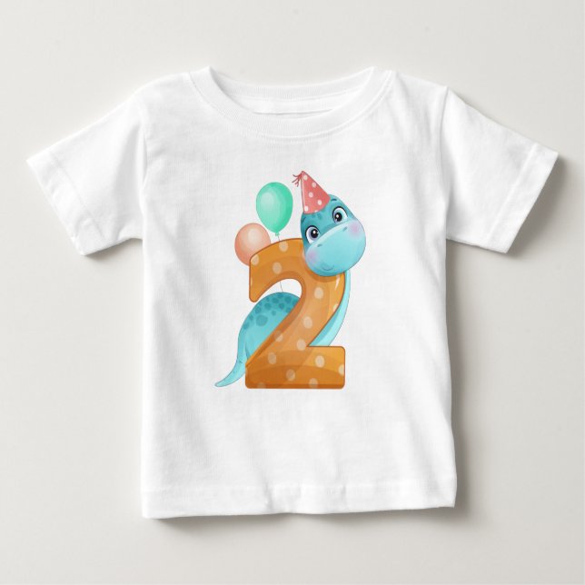 Dinosaur 2nd Birthday T-Shirt (Front)
