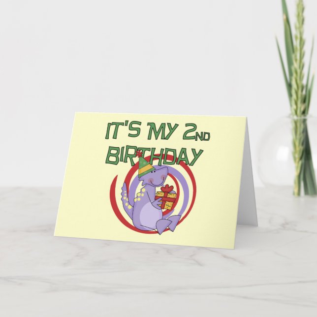 Dinosaur 2nd Birthday Tshirts and Gifts Card (Front)