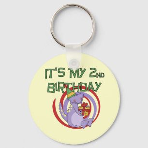 Dinosaur 2nd Birthday Tshirts and Gifts Key Ring