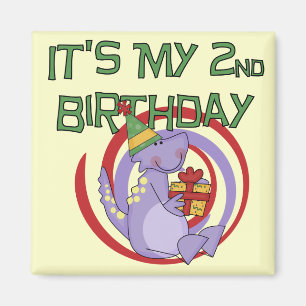 Dinosaur 2nd Birthday Tshirts and Gifts Magnet