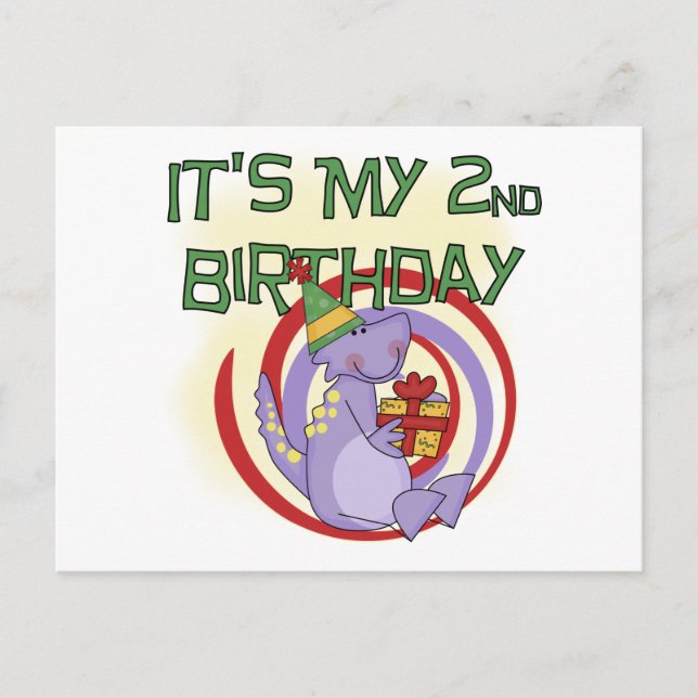Dinosaur 2nd Birthday Tshirts and Gifts Postcard (Front)