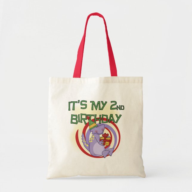 Dinosaur 2nd Birthday Tshirts and Gifts Tote Bag (Front)