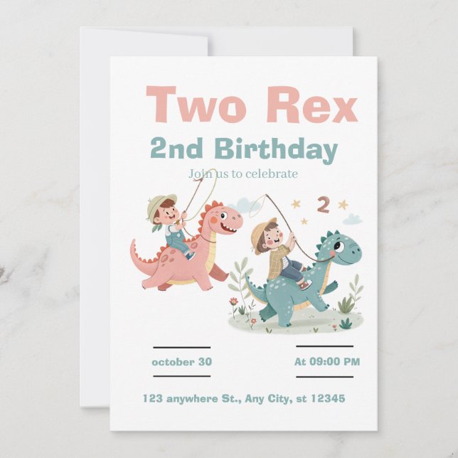 Dinosaur 2nd  invitation (Front)