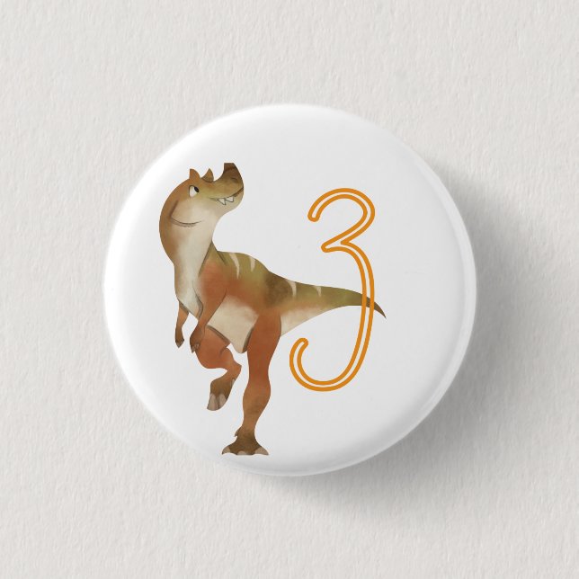 Dinosaur 3rd birthday  3 cm round badge (Front)
