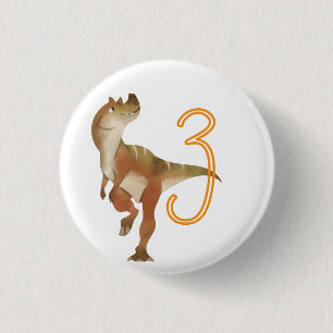 Dinosaur 3rd birthday  3 cm round badge