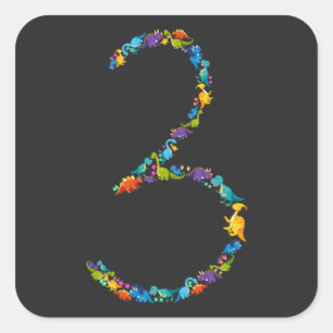 Dinosaur 3rd Birthday For 3 Year Old Square Sticker