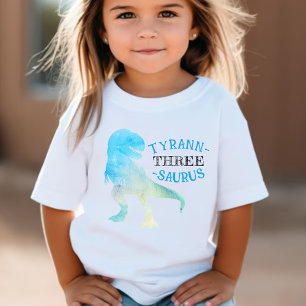 Dinosaur 3rd Birthday Party Blue Tyrannosaurus Rex Baby T-Shirt