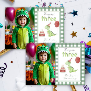 Dinosaur 3rd Birthday thank You Card
