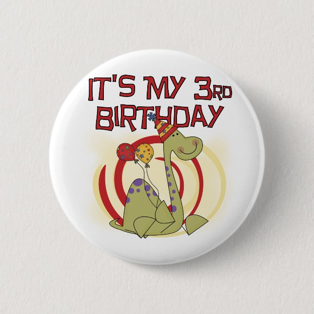 Dinosaur 3rd Birthday Tshirts and Gifts 6 Cm Round Badge (Front)