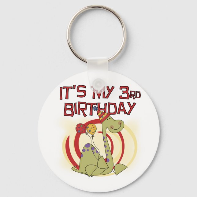 Dinosaur 3rd Birthday Tshirts and Gifts Key Ring (Front)
