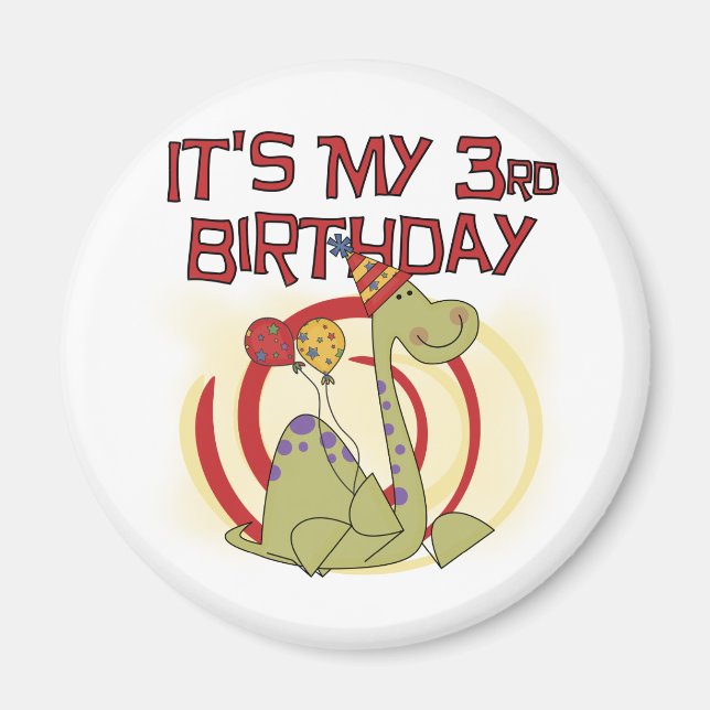 Dinosaur 3rd Birthday Tshirts and Gifts Magnet (Front)